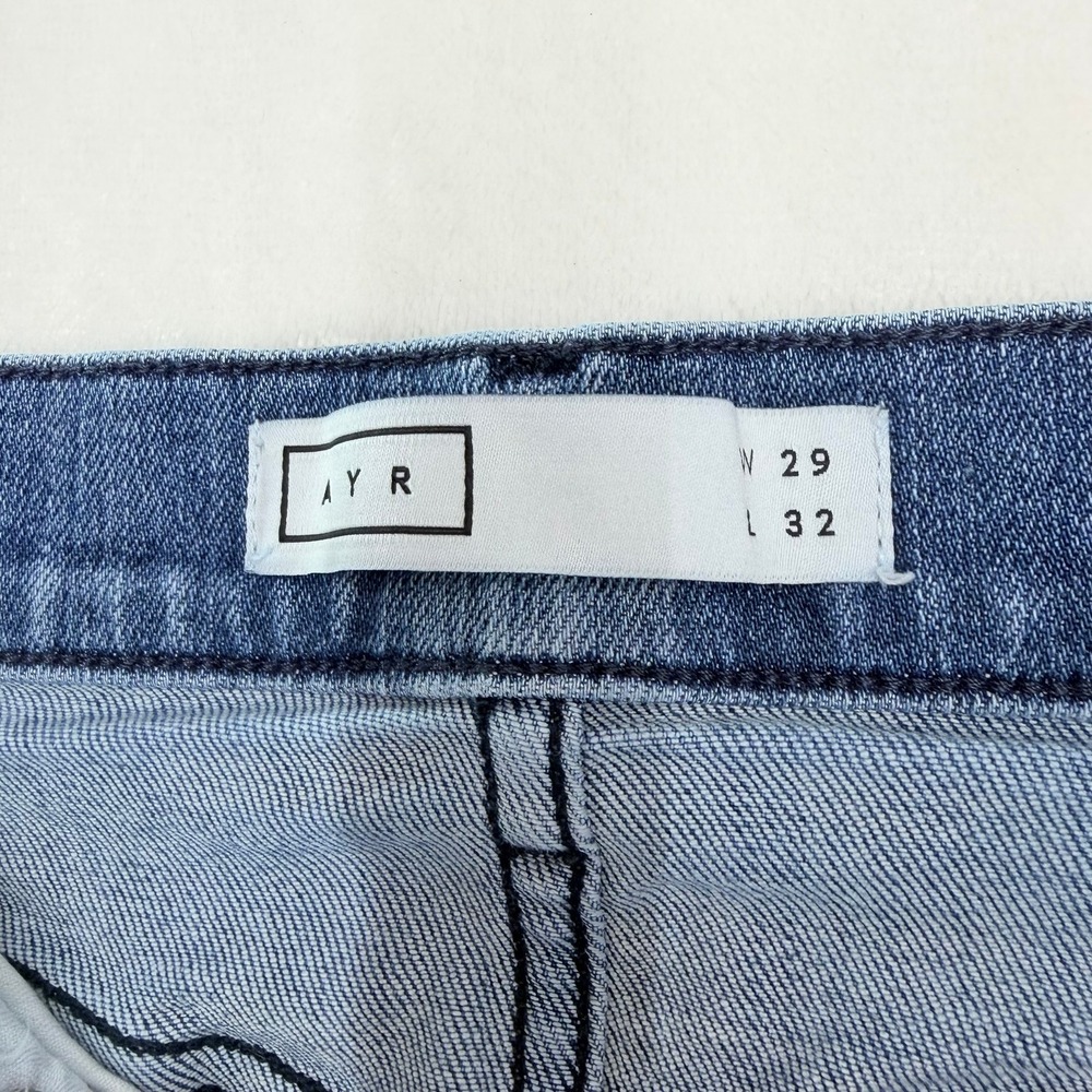 AYR The Riser Skinny Jeans Women 29 Blue High Rise Raw Hem Denim Made in USA - Picture 5 of 13